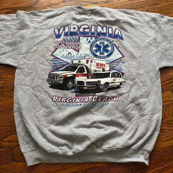 GIldan Virginia Beach Firefighter Emergency Rescue Squad Sweatshirt Gray Size XL - Picture 1 of 10